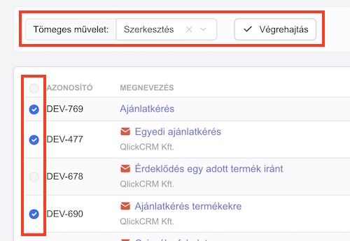 Adatlapok kiválasztása