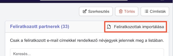Feliratkozottak importálása 1. rész