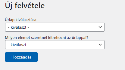 Űrlap kiválasztása