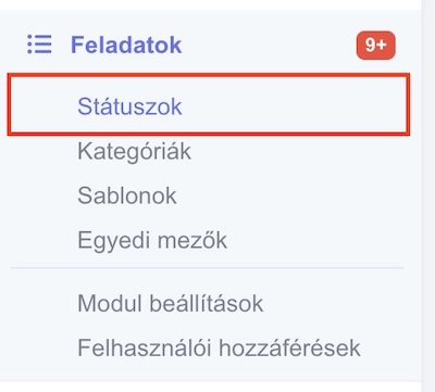 Adatlap státusz menüpont