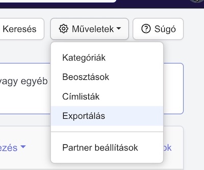 Partnerek exportálása.