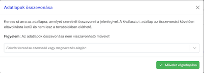 Adatlap keresése az összevonáshoz