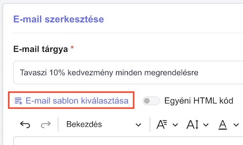 Hírlevél küldése e-mail sablon alapján