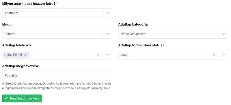 Booked4.us CRM rendszer beállítások