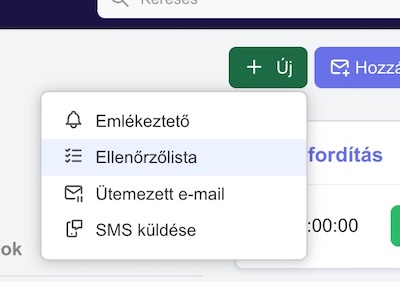 Adatlap új checklist gomb