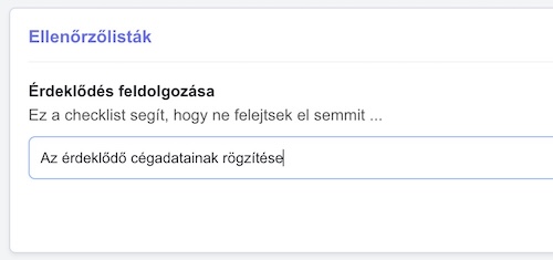 Ellenőrzőlista pont hozzáadása