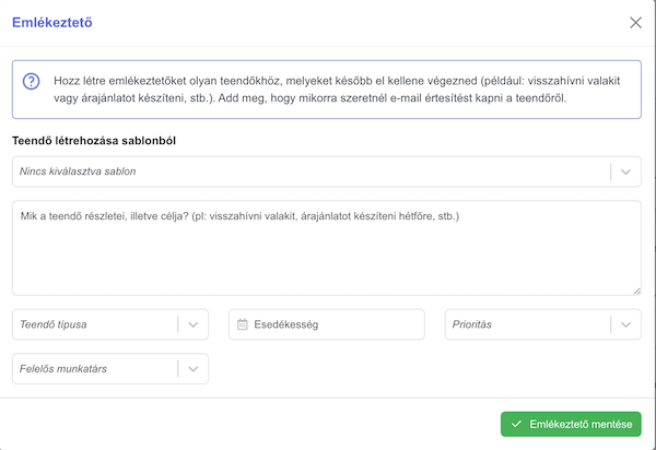 Emlékeztető létrehozása