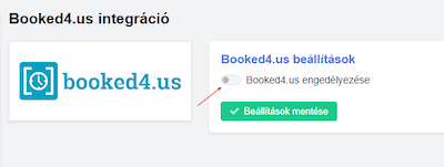 Booked4us integráció engedélyezése