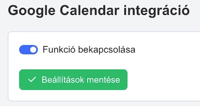 Google Calendar funkció bekapcsolása QlickCRM