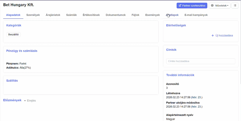 új adatlap létrehozása
