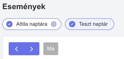 Naptár beállítások gomb