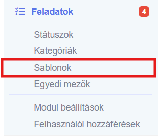 Sablonok menü