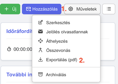 Adatlap exportálás