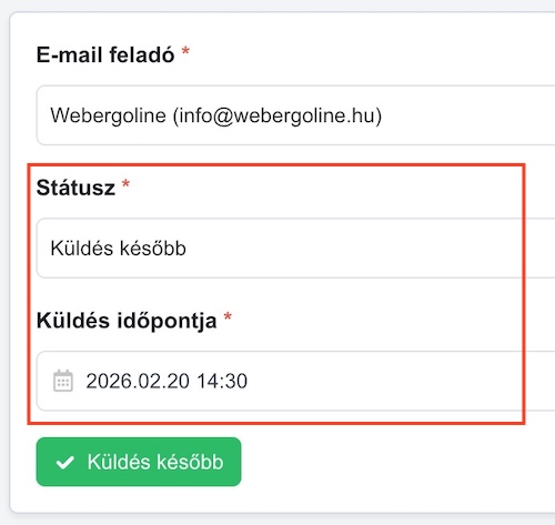 Hírlevél küldés időzítése