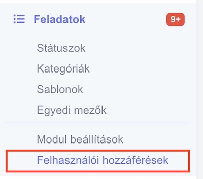 Modul felhasználói hozzáférések