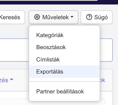 Partnerek exportálása