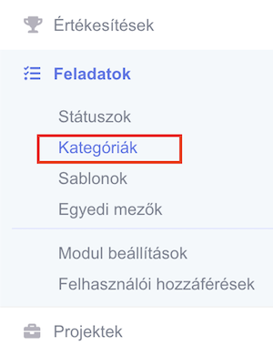 Adatlap kategória menüpont